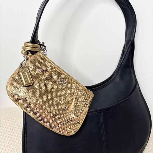 Coach Handbags - Y2K Coach Occasion Sequin Wristlet F44509 Gold Clip-In Pouch